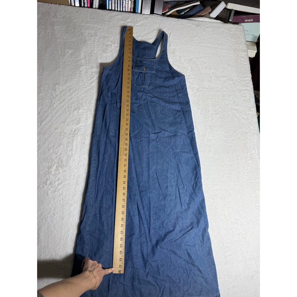 Match Denim Maxi Dress Womens 8 Blue Excellent Vintage Pinafore Made in USA 90s - Picture 3 of 7